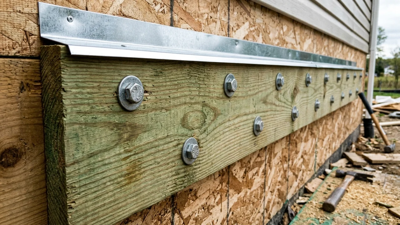 1/2-inch lag screws have a hex-head that is 3/4-inch wide and should be staggered in two rows at least 2 inches from the top and side edges and at least 3/4 inch from the bottom edge