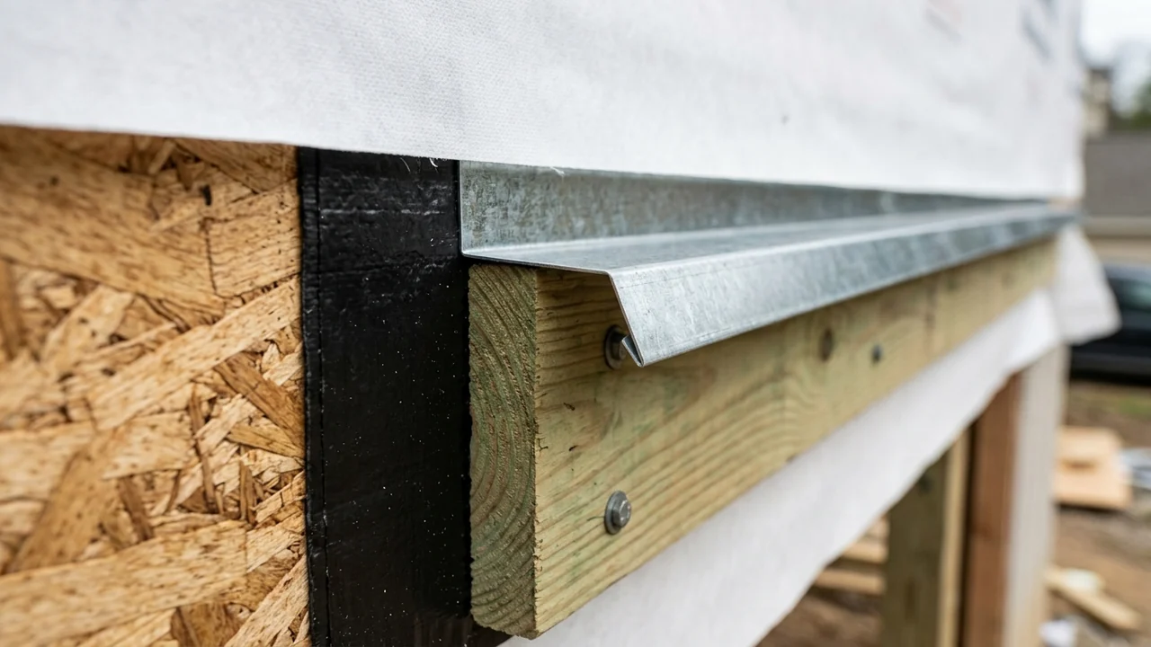 For housewrap or building paper applied over structural sheathing, a waterproof membrane should be installed between the ledger board and the sheathing